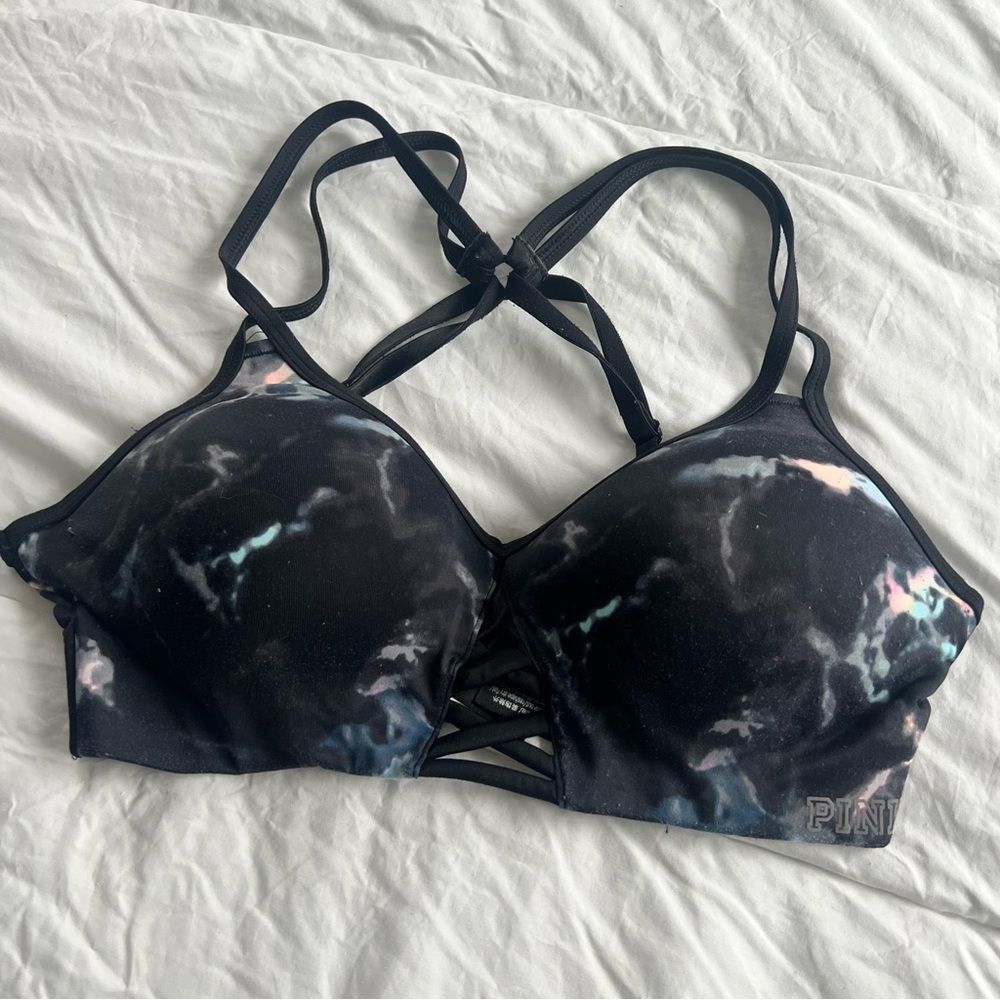 Victoria’s Secret pink ultimate sports bra black marble s small